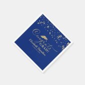 おめでとうグラード金ゴールドスクリプト卒業ブルー スタンダードカクテルナプキン (角)