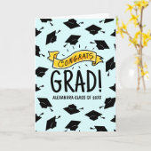 おめでとうグラード金ゴールドバナーお祝いパターン カード (黄色い花)