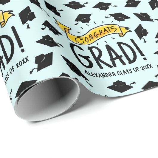 おめでとうグラード金ゴールドバナーお祝いパターン ラッピングペーパー (ロールコーナー)