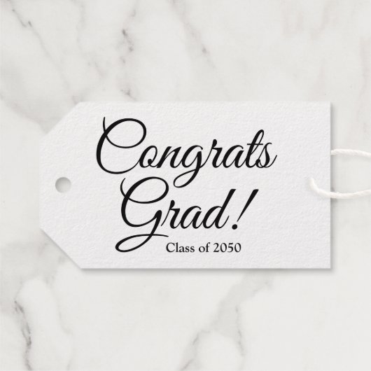 おめでとうグラード金ゴールドブラックスクリプトクラスエレガント年 ギフトタグ (裏面 (横))