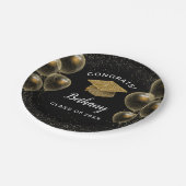 おめでとうグラード金ゴールド紙吹雪バルーン卒業 ペーパープレート (アングル)