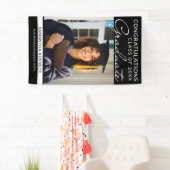 おめでとうグラード1フォトブラック垂直方向の卒業 横断幕 (インサイチュ)