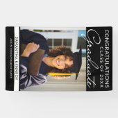 おめでとうグラード1フォトブラック垂直方向の卒業 横断幕 (横)