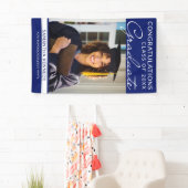 おめでとうグラード1フォトブルー垂直卒業 横断幕 (インサイチュ)