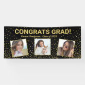 おめでとうグラード3写真ブラック金ゴールドグリッターカスタム 横断幕 (横)