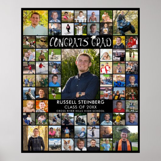 おめでとうグラード66フォトコラージュカスタムカラー ポスター (正面)