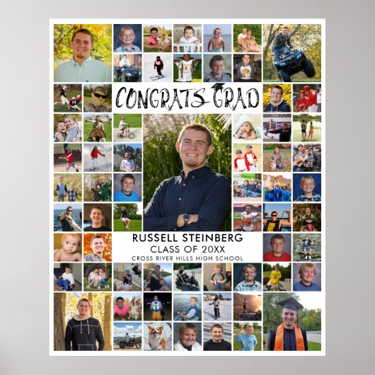 おめでとうグラード66フォトコラージュカスタムカラー ポスター (正面)