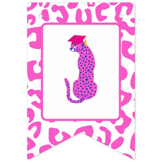 おめでとうグラード!ヒョウ版画卒業 バンティングフラッグ (第1の旗)