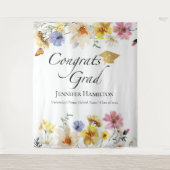 おめでとうグラード | ワイルドフラワーの卒業背景 タペストリー (正面)