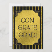 おめでとうグラード！金ゴールドとブラックフェイクグリッターストライプ (正面)