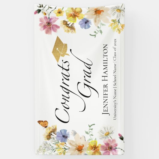 おめでとうグラード | 防峰ワイルドフラワー卒業会 横断幕 (縦)