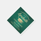 おめでとうグリーンモダン金ゴールド卒業党 スタンダードカクテルナプキン (角)