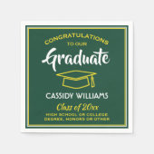 おめでとうグリーン金ゴールドイエロー卒業パーティー スタンダードカクテルナプキン (正面)