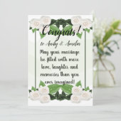 おめでとうグリーン ホワイト ローズ カード (スタンド正面)