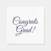 おめでとうグレイドネイビーカスタムブルーエレガント スタンダードカクテルナプキン (正面)