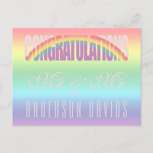 おめでとうゲイカップル虹フラグ ポストカード (正面)