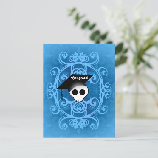 おめでとうゴシック型卒業スカル 案内ポストカード (スタンド正面)