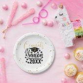 おめでとうシニア20XXフェイクグリッター紙吹雪 ペーパープレート (パーティー)