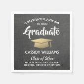 おめでとうシャルボードブラック&金ゴールド卒業 スタンダードカクテルナプキン (正面)
