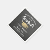 おめでとうシャルボードブラック&金ゴールド卒業 スタンダードカクテルナプキン (角)