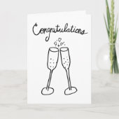 おめでとうシャンパン婚約スケッチドードル カード (正面)