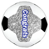 おめでとうシルバーグリッターの背景 サッカーボール (回転)