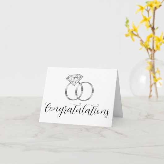 おめでとうシルバーダイヤ結婚モンドのリングや輪 カード (黄色い花)