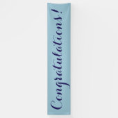 おめでとうシンプルの青いバナー記号 横断幕 (縦)