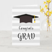 おめでとうシンプルズ卒業キャップグレーストライプ カード (黄色い花)