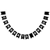 おめでとうシンプルズ卒業パーティブラック バンティングフラッグ (全)