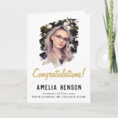 おめでとうシンプル院写真卒業 カード (正面)