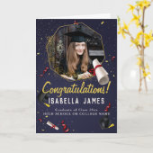 おめでとうシンプル院写真卒業 カード (黄色い花)