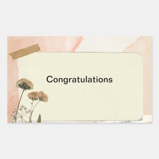 おめでとうシール 長方形シール (正面)