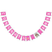 おめでとうスすごいラードピンク編集可能な写真名(年) バンティングフラッグ (全)