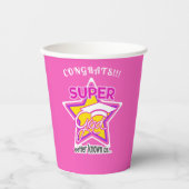 おめでとうスすごいラードピンク編集可能フォトカラー文字 紙コップ (正面)