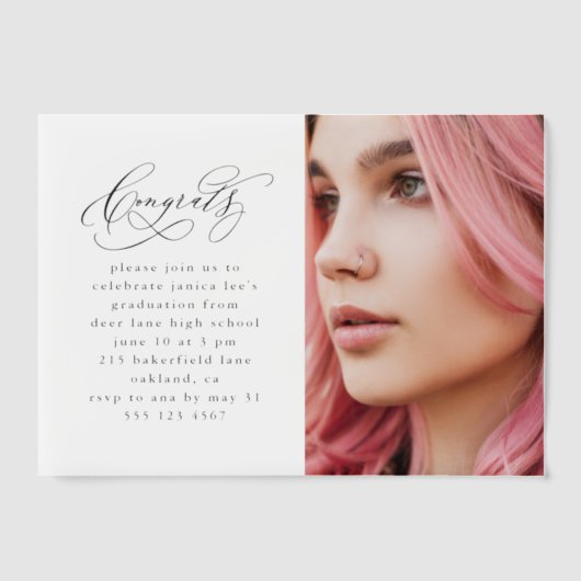おめでとうスエレガントクリプト写真卒業パーティー ベラム紙招待状 (正面)