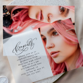 おめでとうスエレガントクリプト写真卒業パーティー ベラム紙招待状