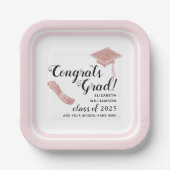 おめでとうスエレガントラードピンククラス2025卒業 ペーパープレート (正面)