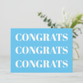 おめでとうスカイブルーホワイトミニマリストモダンカード (スタンド正面)