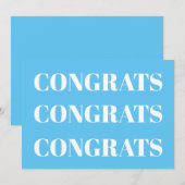 おめでとうスカイブルーホワイトミニマリストモダンカード (正面/裏面)