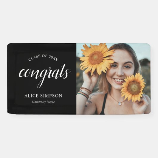 おめでとうスクリプト写真の卒業 横断幕 (横)