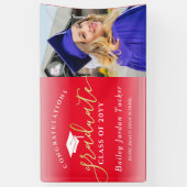 おめでとうスクリプト赤金ゴールド写真卒業 横断幕 (縦)