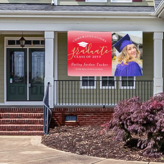 おめでとうスクリプト赤金ゴールド写真卒業 横断幕