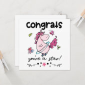 おめでとうスター漫画踊りユニコーンユーモアカード カード (正面/裏面インサイチュ)