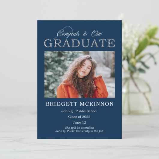 おめでとうスフェイクシルバーグリッターブルー 案内状 (スタンド正面)