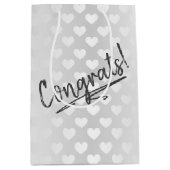 おめでとうス結婚ホワイトハート ミディアムペーパーバッグ (正面)