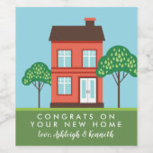 おめでとうズオンザニューホームキュートハウス ワインラベル (シングルラベル)