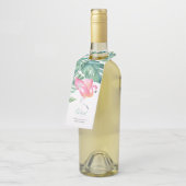 おめでとうズオンザニューホームピンクフラミンゴワインラベル ボトルネックタグ (アングル)