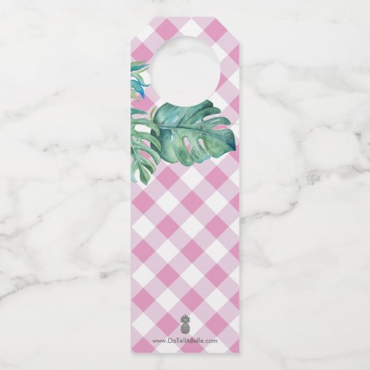 おめでとうズオンザニューホームピンクフラミンゴワインラベル ボトルネックタグ (裏面)