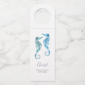 おめでとうズオンユアニューホームブルーシーホースワインラベル ボトルネックタグ (正面)